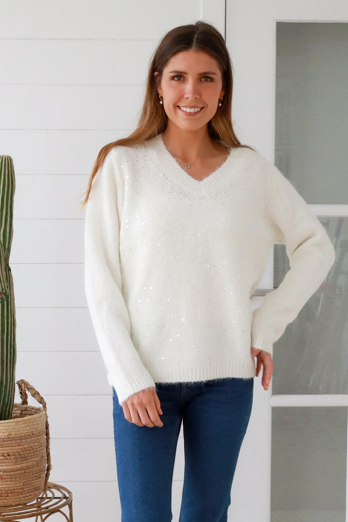 Shimmer White Knit