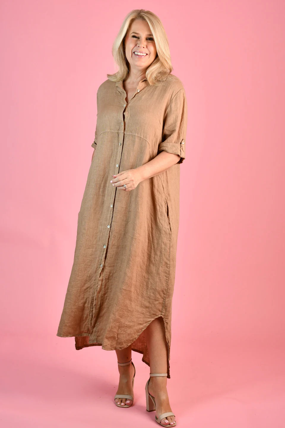 Positano Linen Button Dress