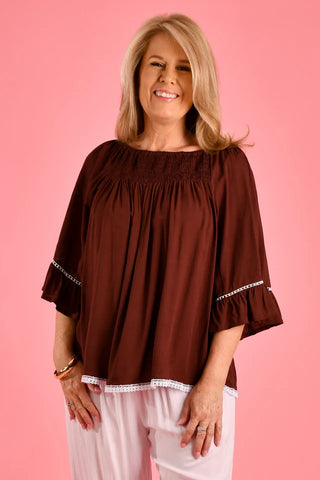 Rouched Bell Sleeve Top