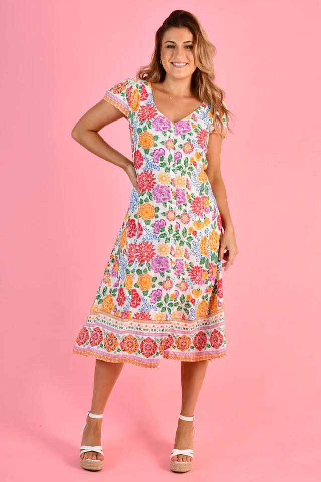 ROSETTA BUTTON DRESS