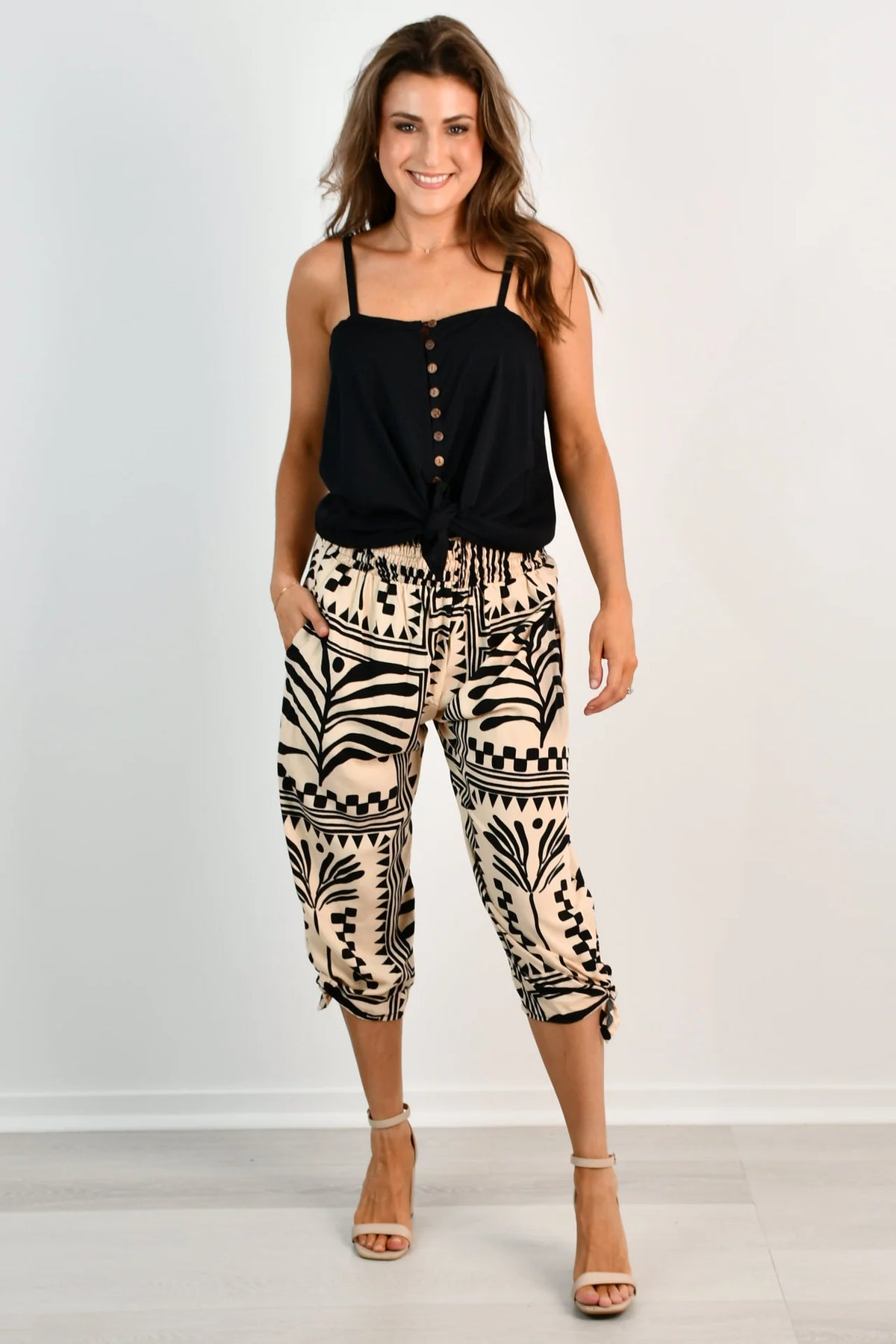 3/4 Rouched Tie Pants