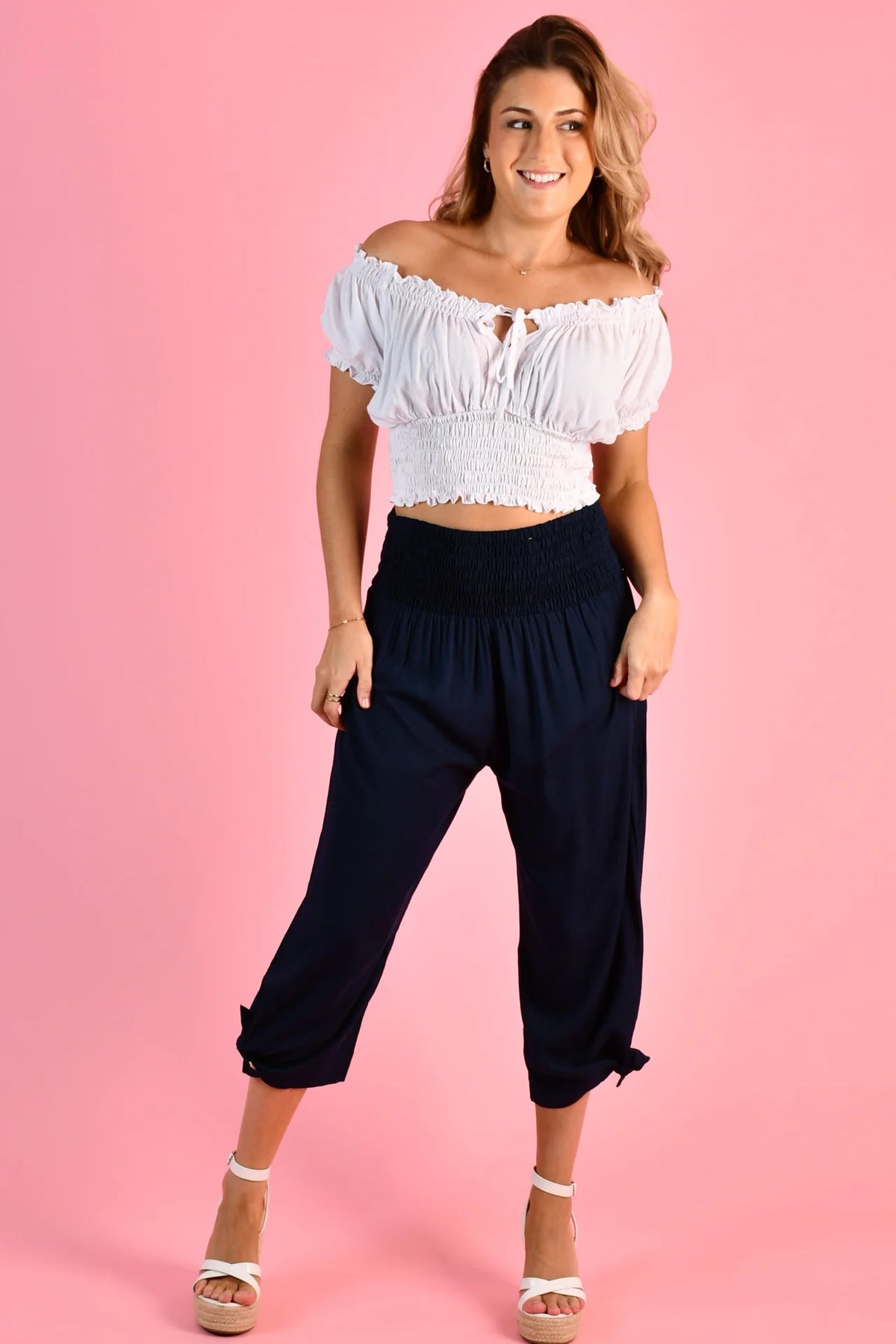 3/4 Rouched Tie Pants