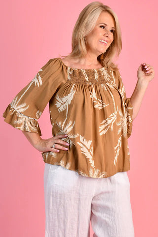 Rouched Bell Sleeve Top