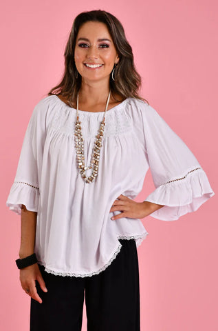 Rouched Bell Sleeve Top