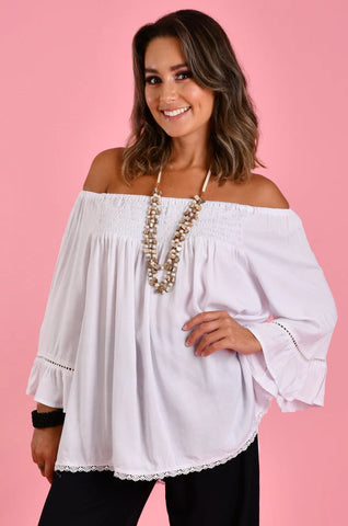 Rouched Bell Sleeve Top