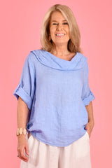 Lucca Cowl Neck Linen Top