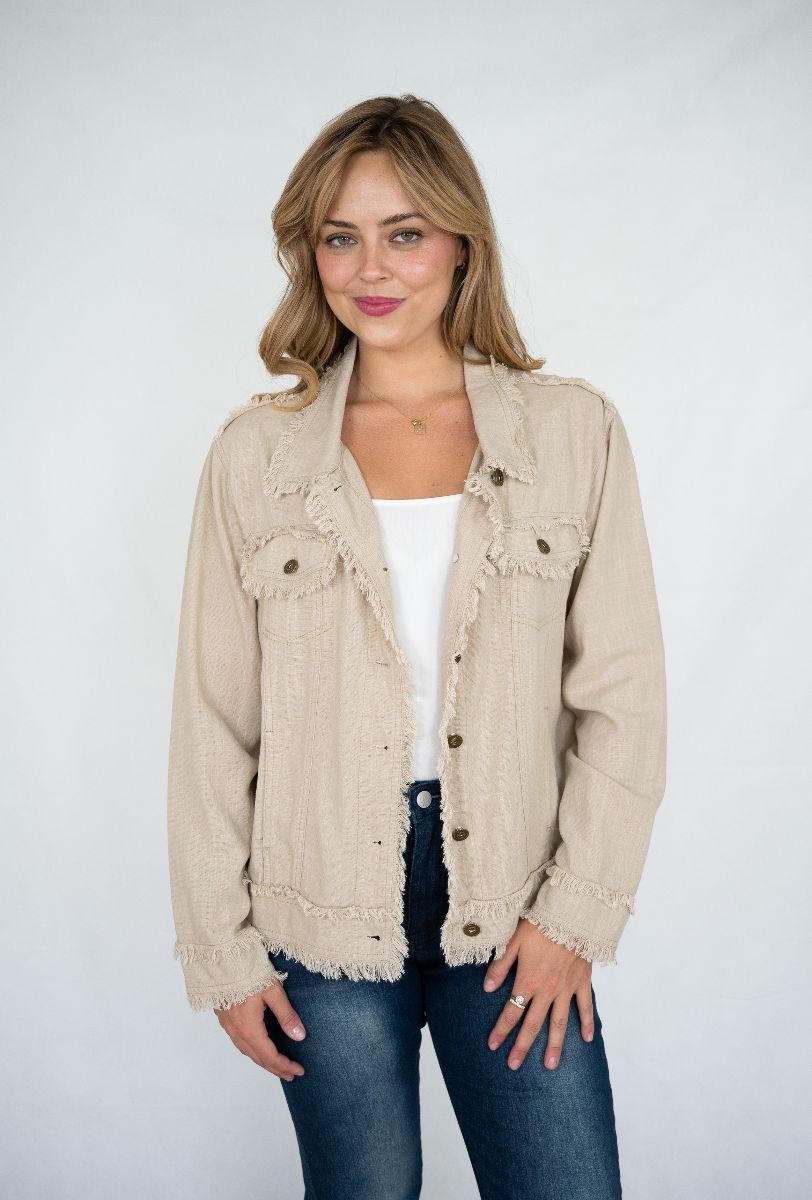 LINEN FRINGE JACKET