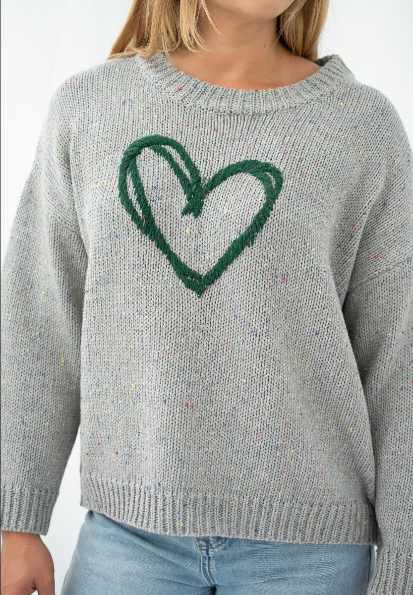 Grey Speckle Heart Jumper